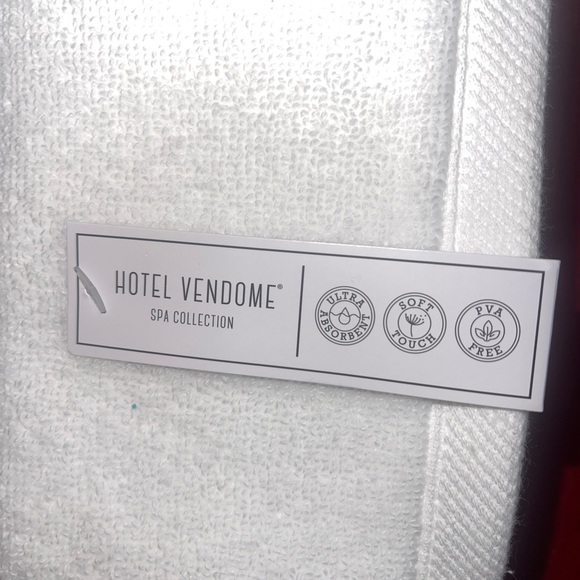 Hotel Vendome 3 Pck Spa Collection Zero Twist COTTON Bath TOWEL 30x56” White - Picture 4 of 7